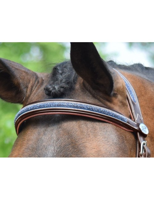 Crystal Bridle with Combined Noseband in Havana and Navy Crystal - Week Collection