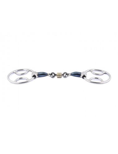 0168 - French mouth blue steel Beval bit with copper rings